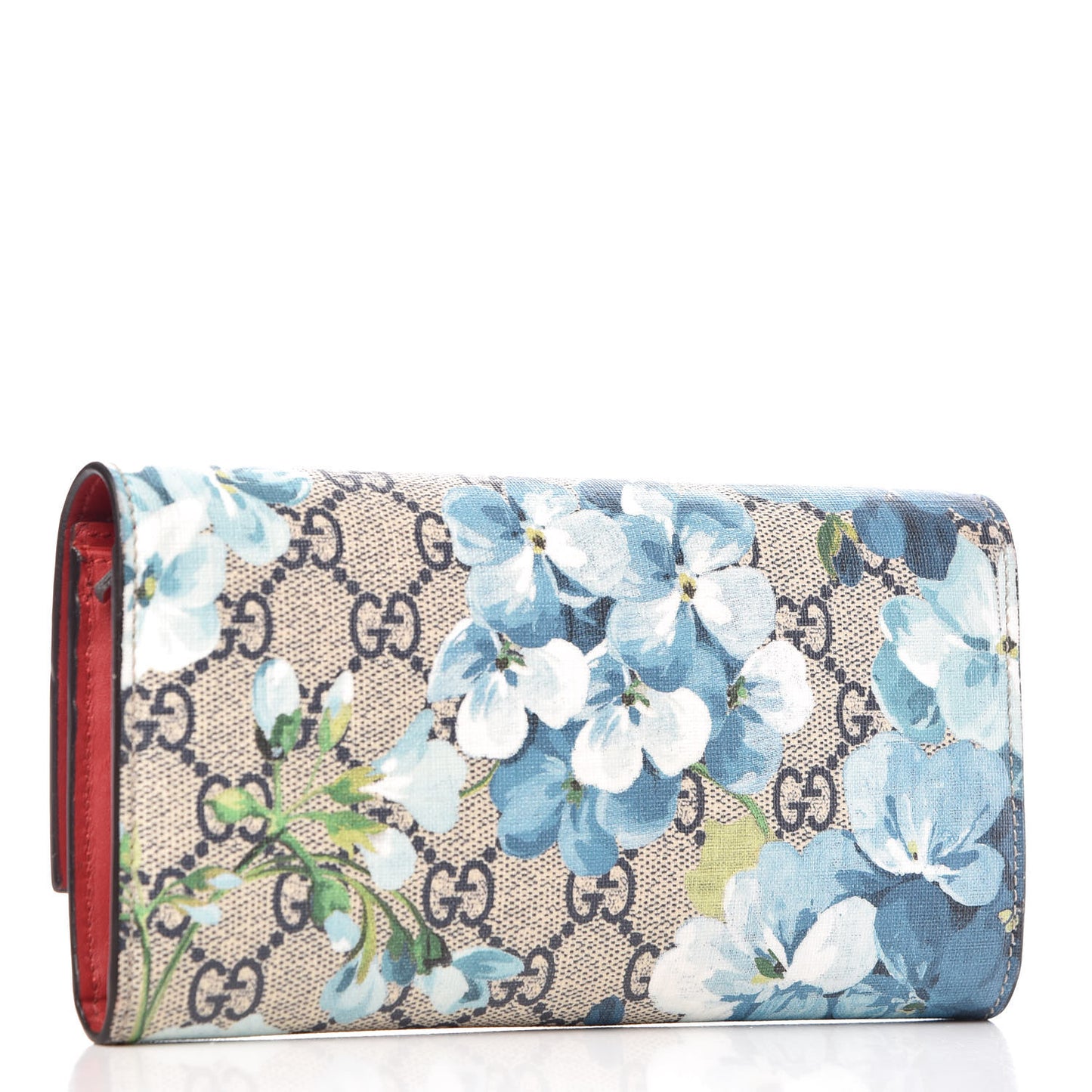 GG Supreme Monogram Blooms Continental Wallet Blue