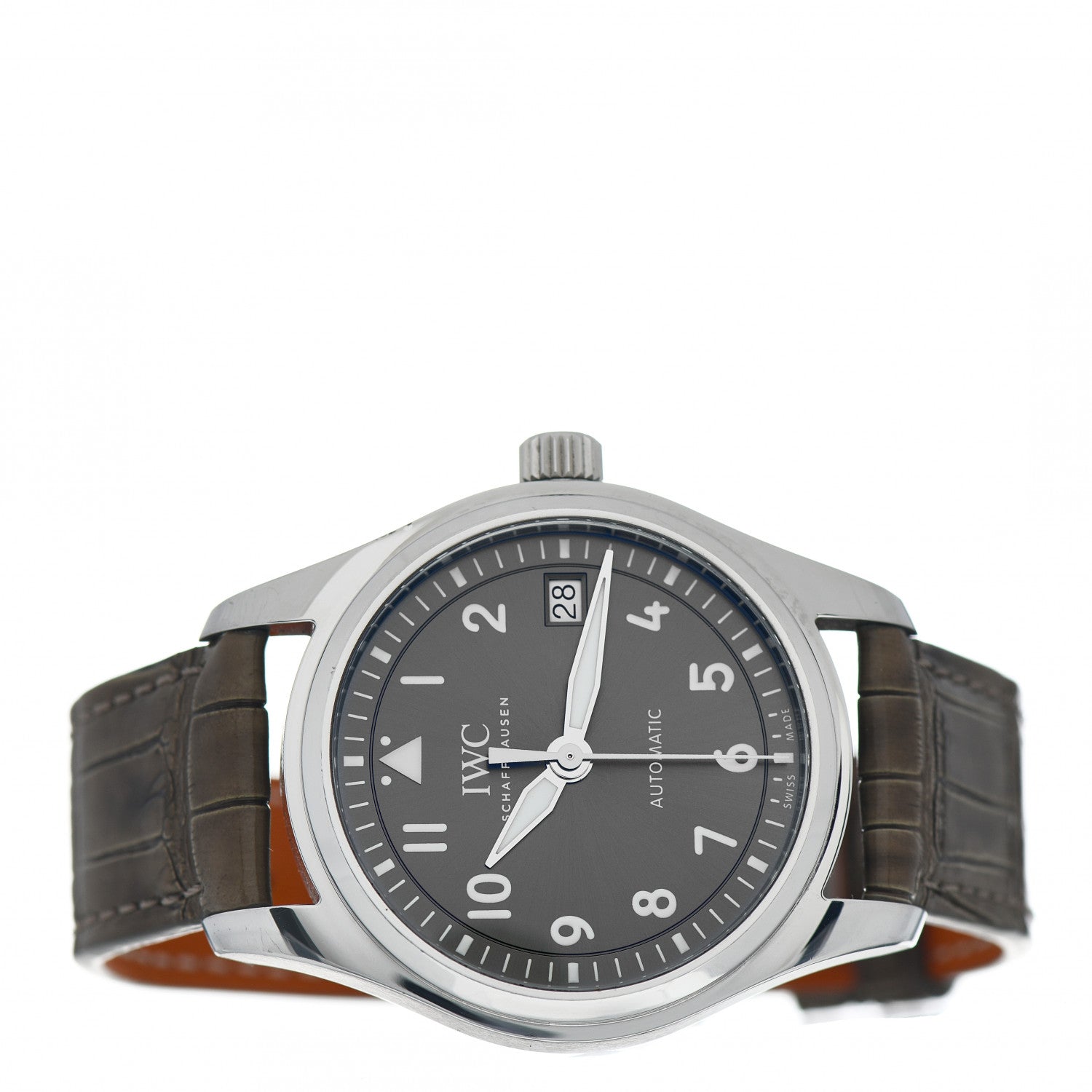 IWC Stainless Steel Alligator 36mm Pilot Automatic Watch Slate IW324001 2 of 4