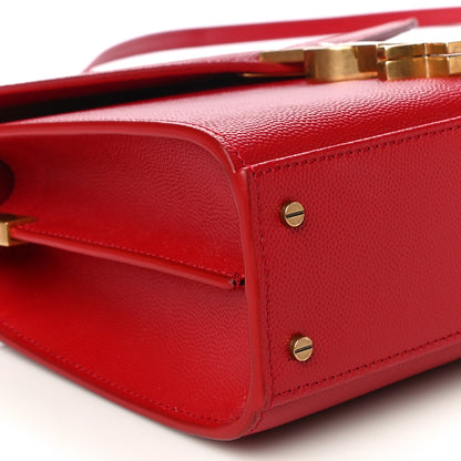Saint Laurent Grain de Poudre Mini Classic Monogram Cassandra Top Handle Red 8 of 10
