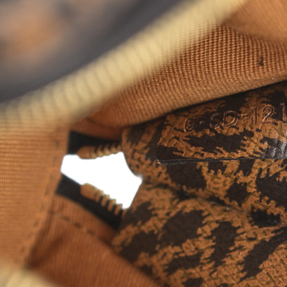 Celine Triomphe Canvas Calfskin Leopard Print Mini Clutch on Chain Black Tan 7 of 10