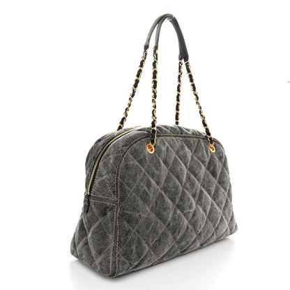 Chanel Washed Denim Quilted Bowling Bag Light Grey 3 of 11