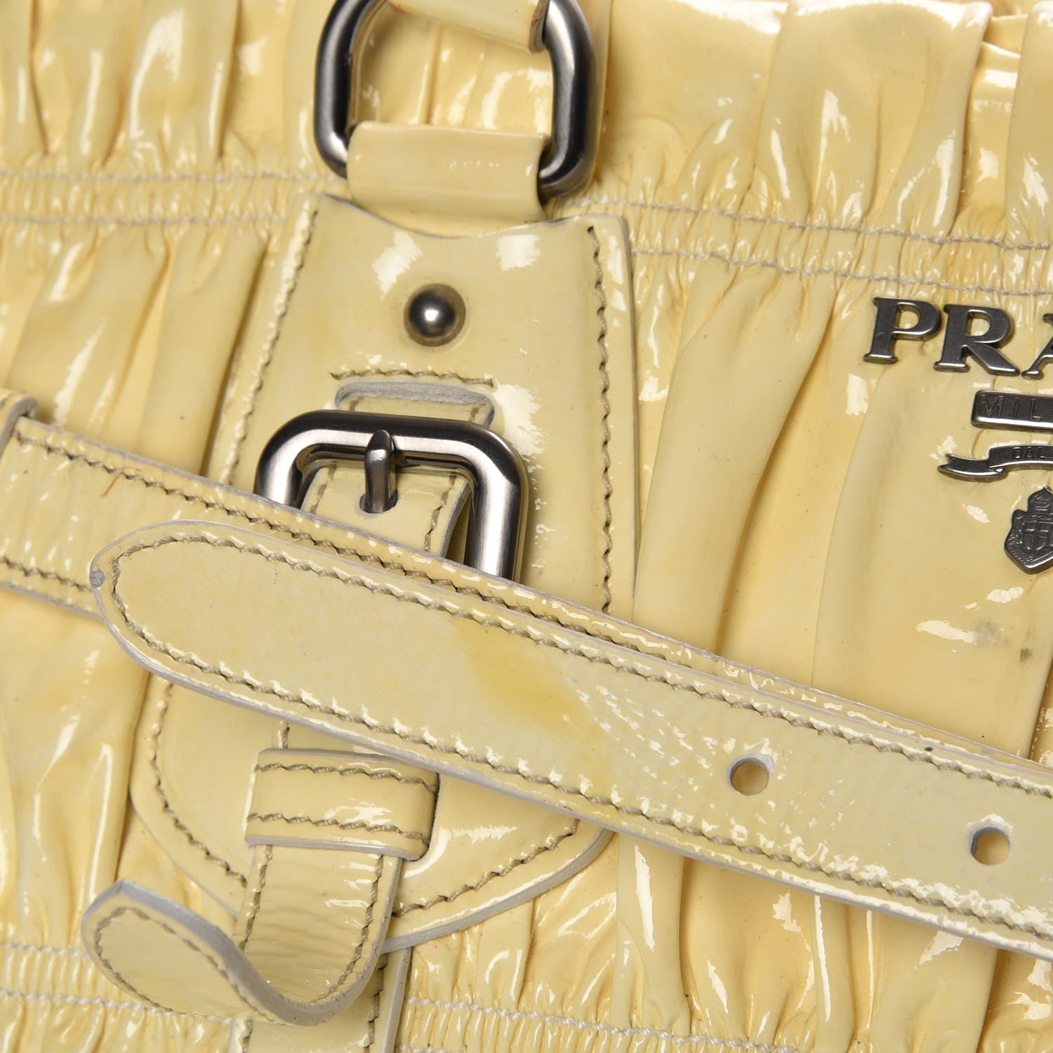 Prada Vernice Dressy Gaufre Shopping Satchel White 9 of 15