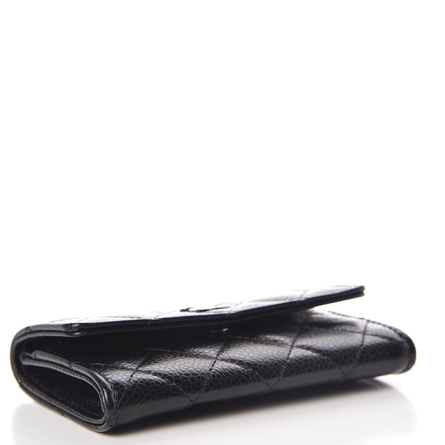 Caviar Quilted Flap Card Holder Black