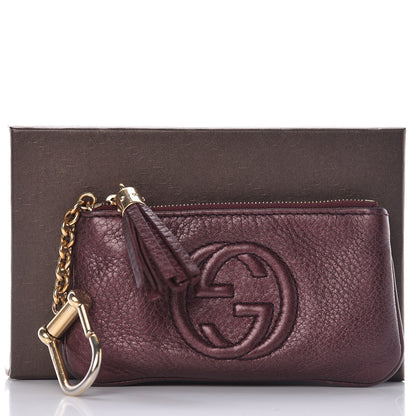 Gucci Metallic Pebbled Calfskin Soho Key Case Burgundy 9 of 9