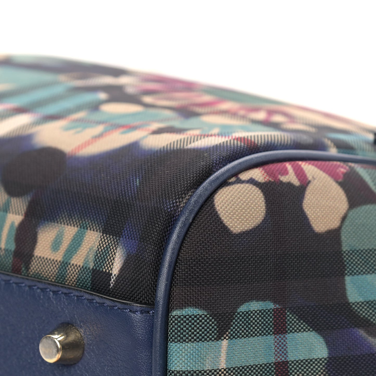 Haymarket Check Floral Print Small Canterbury Tote Mineral Blue