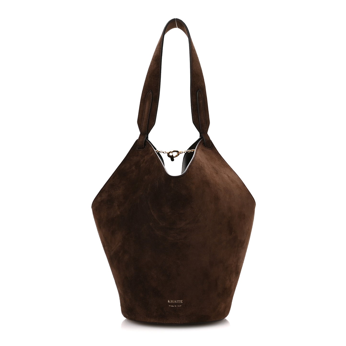 Suede Calfskin Mini Lotus Tote  Dark Brown