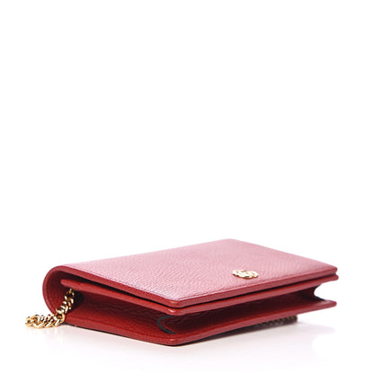 Gucci Dollar Calfskin Mini GG Marmont Chain Wallet Hibiscus Red 3 of 9