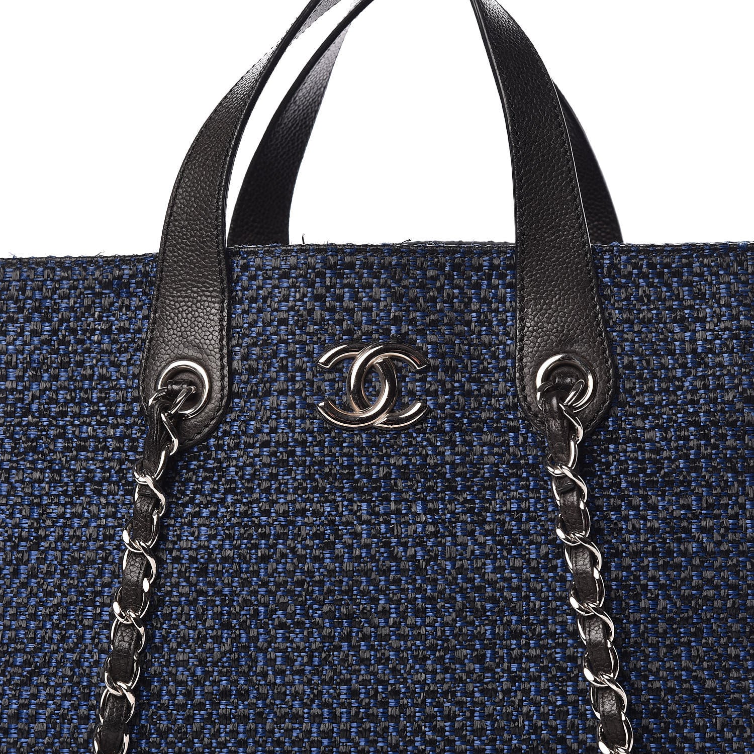 Chanel Woven Straw Tote Blue 11 of 11