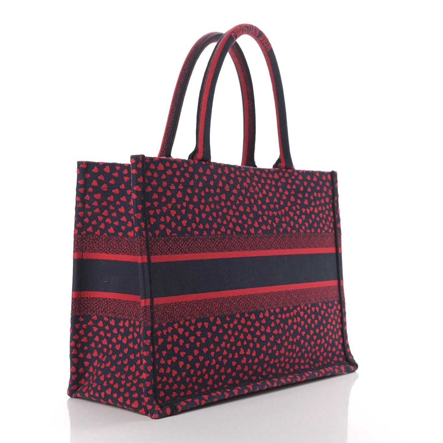Canvas Embroidered Pop Heart I Love Paris Medium Book Tote Red Multicolor