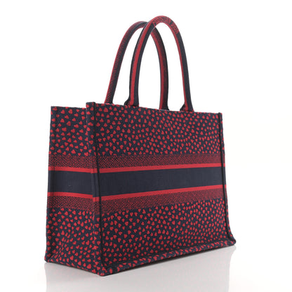 Christian Dior Canvas Embroidered Pop Heart I Love Paris Medium Book Tote Red Multicolor 3 of 14
