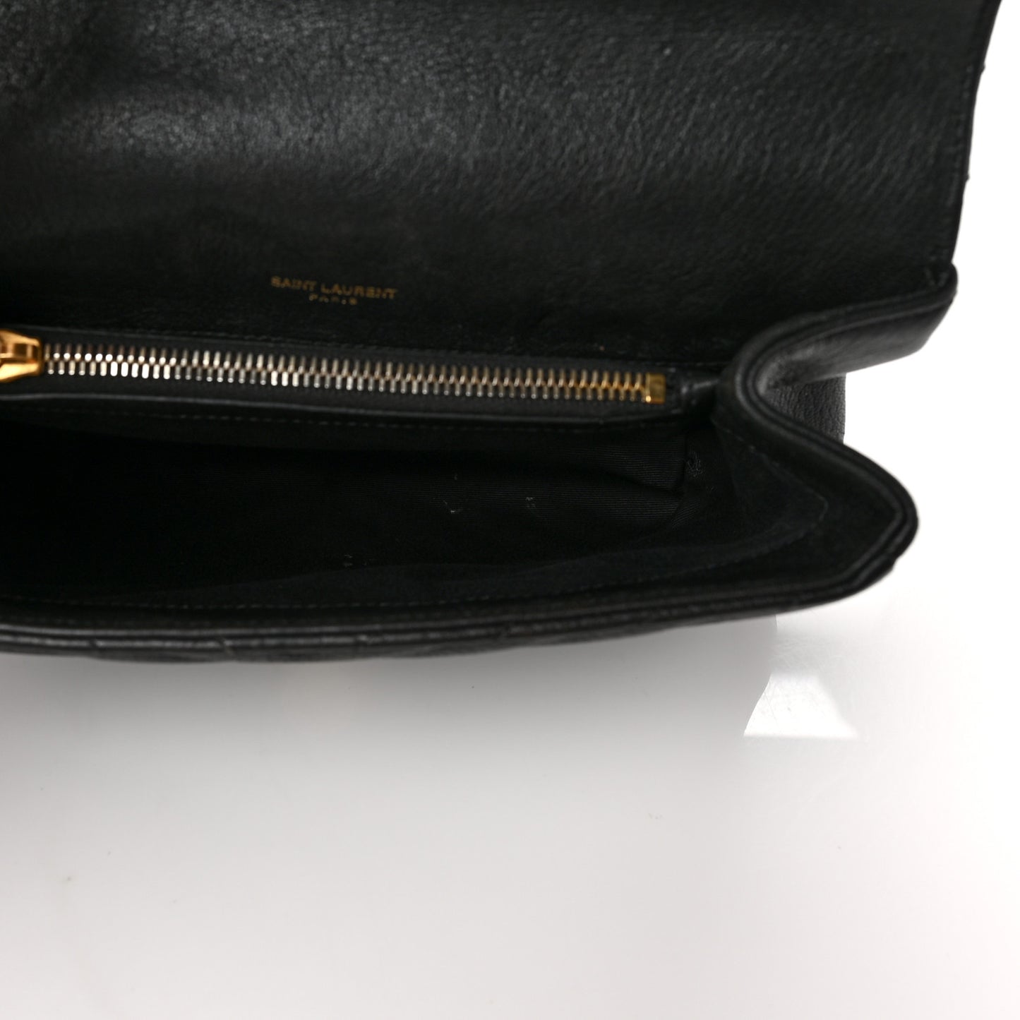 Sheepskin Matelasse Chevron Monogram Medium College Bag Black