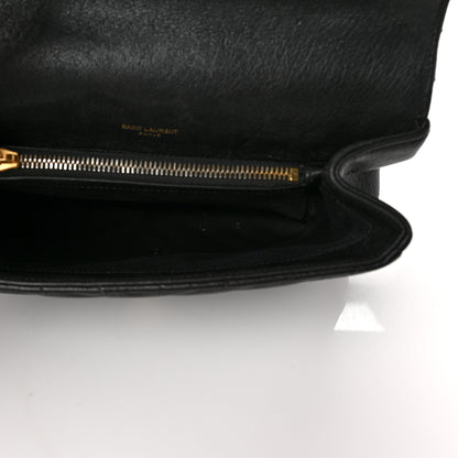 Saint Laurent Sheepskin Matelasse Chevron Monogram Medium College Bag Black 5 of 19