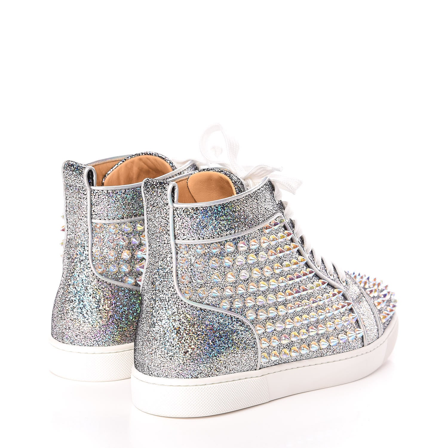 Christian Louboutin Nappa Mica Spikes Womens Louis Orlato Flat Sneakers 38 Silver 4 of 10