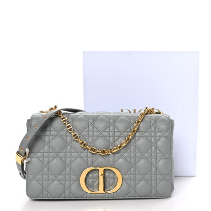 Christian Dior Grained Calfskin Cannage Large Caro Bag Grey Stone 12 of 12