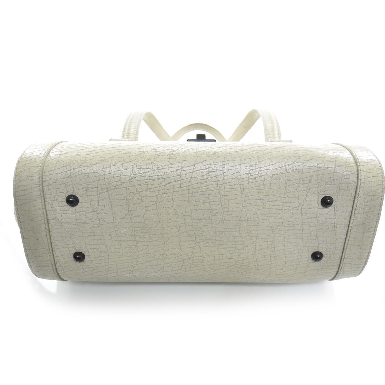 Gucci Leather Bamboo Bullet Satchel Ivory 3 of 10