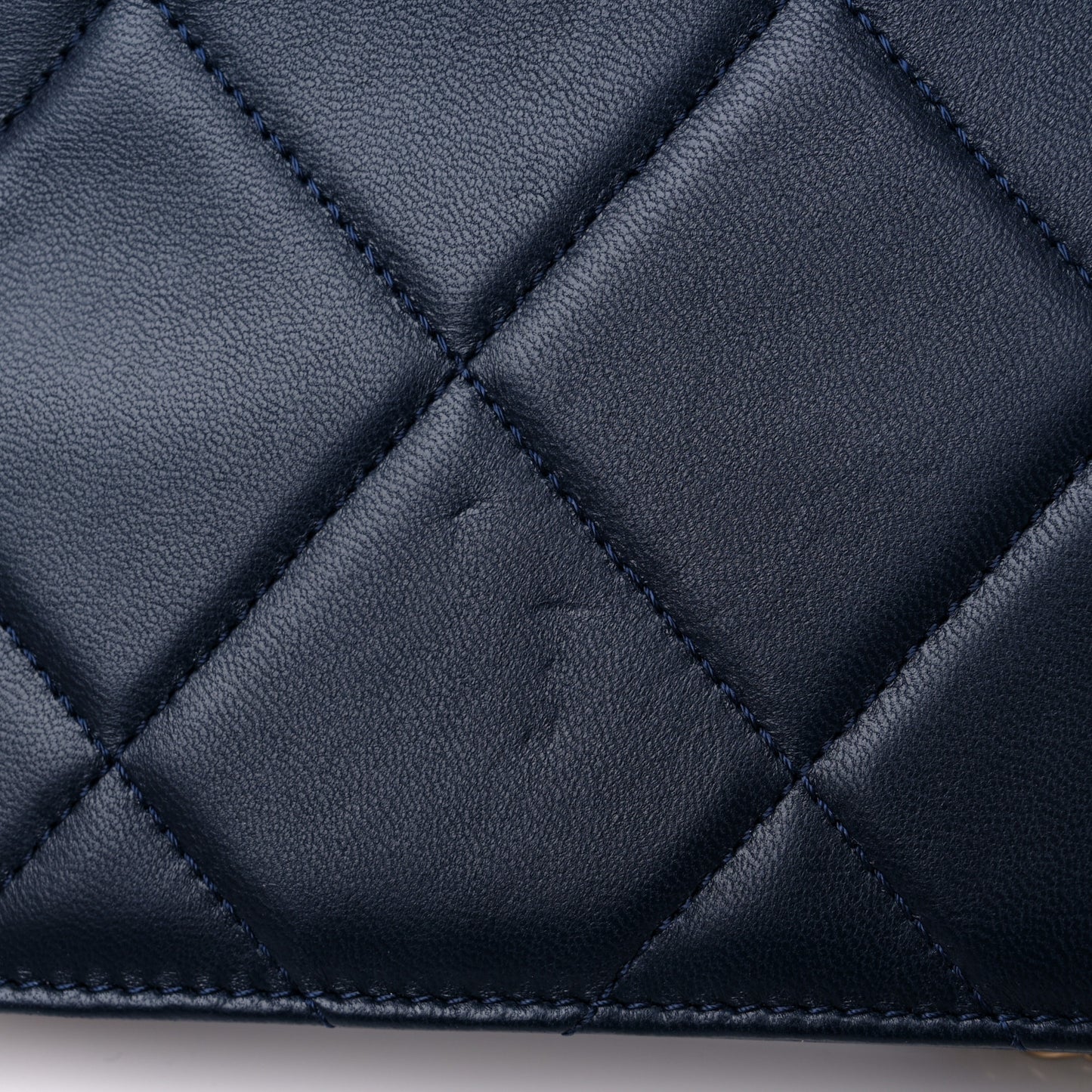 Lambskin Quilted Trendy CC Wallet On Chain WOC Navy