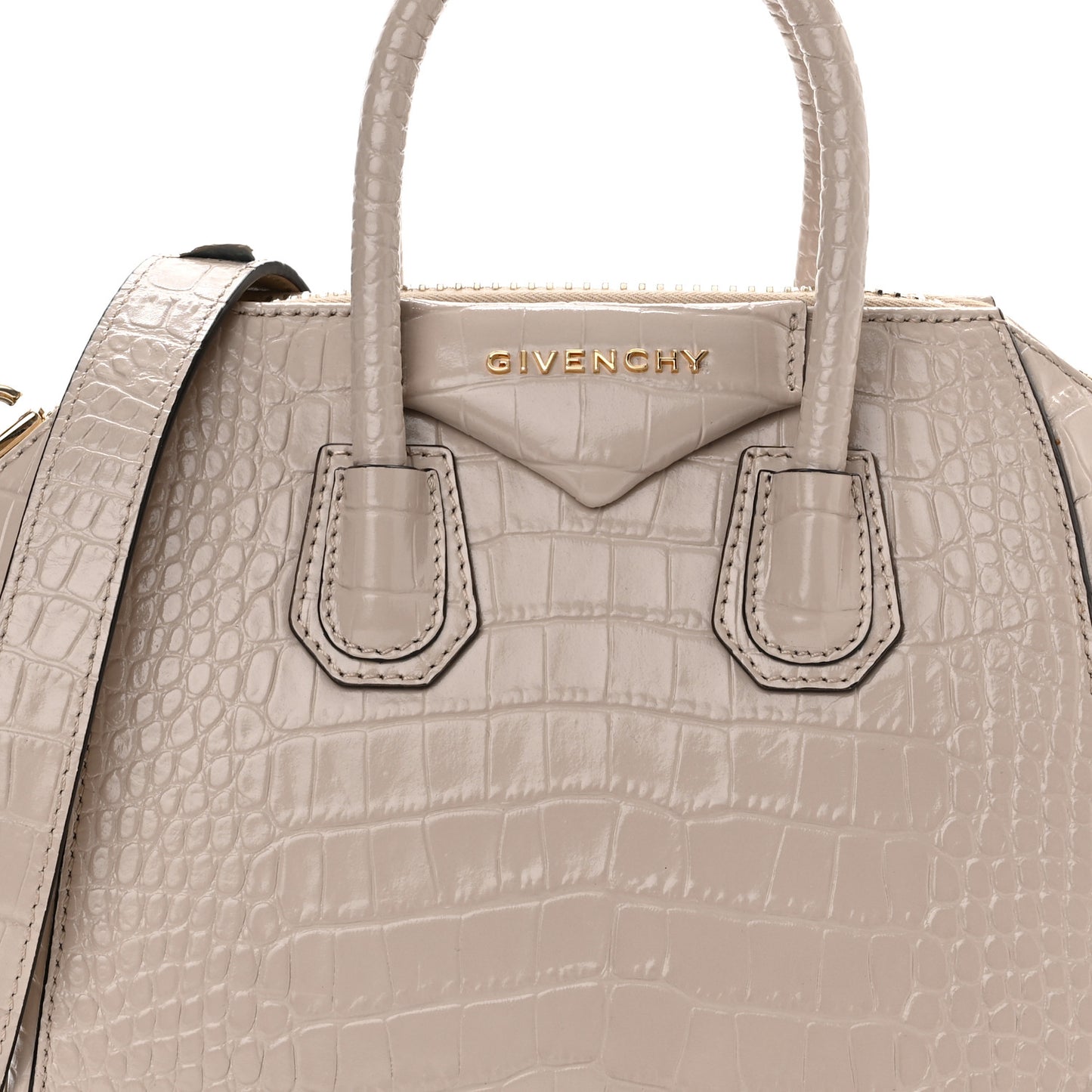 Calfskin Crocodile Embossed Mini Antigona Dune