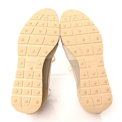 Balenciaga Mesh Calfskin Neoprene Suede Womens Race Runner Sneakers 38 White Black Craie Beige 5 of 7