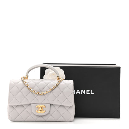 Chanel Lambskin Quilted Mini Top Handle Rectangular Flap Grey 11 of 11