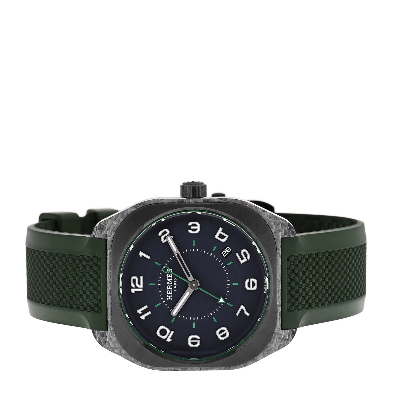 Hermes Glass Fiber Ceramic Rubber 39mm H08 Automatic Watch Vert 2 of 5