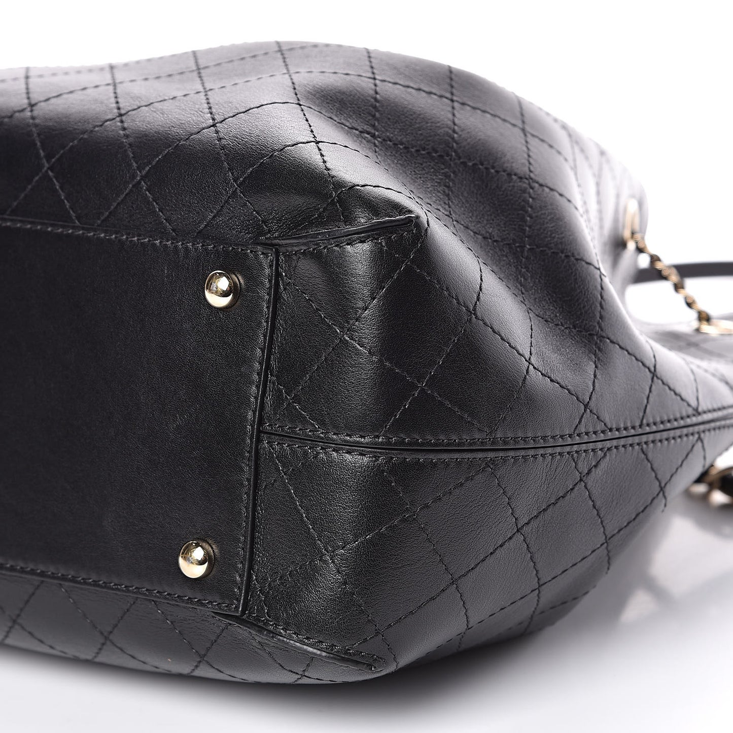 Calfskin Stitched Drawstring Bag Black
