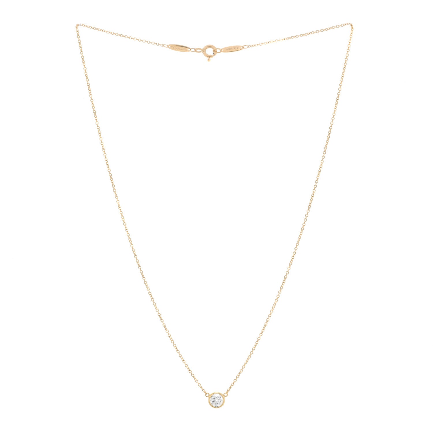 Tiffany 18K Yellow Gold Diamond .44ct Elsa Peretti Diamonds by the Yard Pendant Necklace 2 of 4