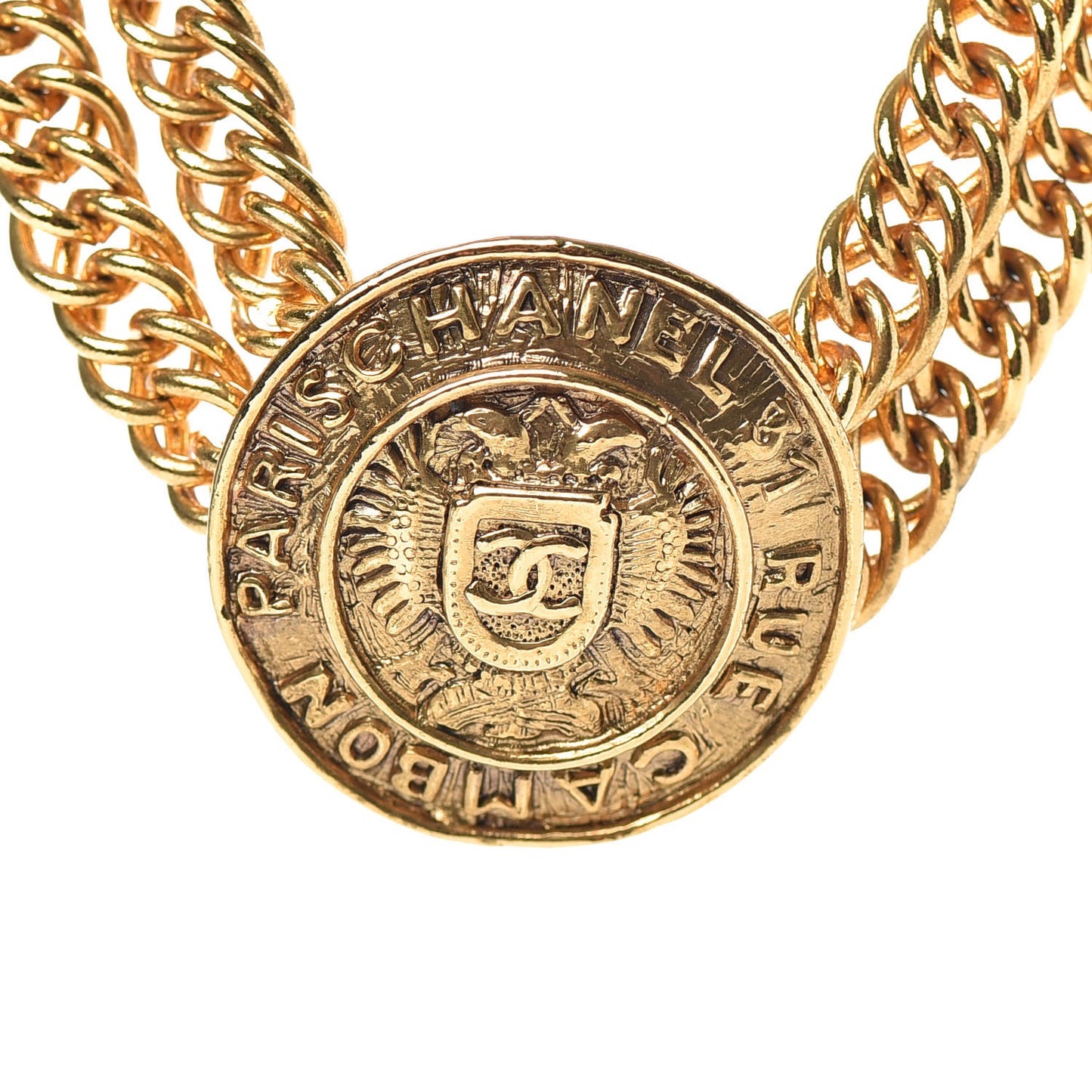Chain Link CC Choker Necklace Gold