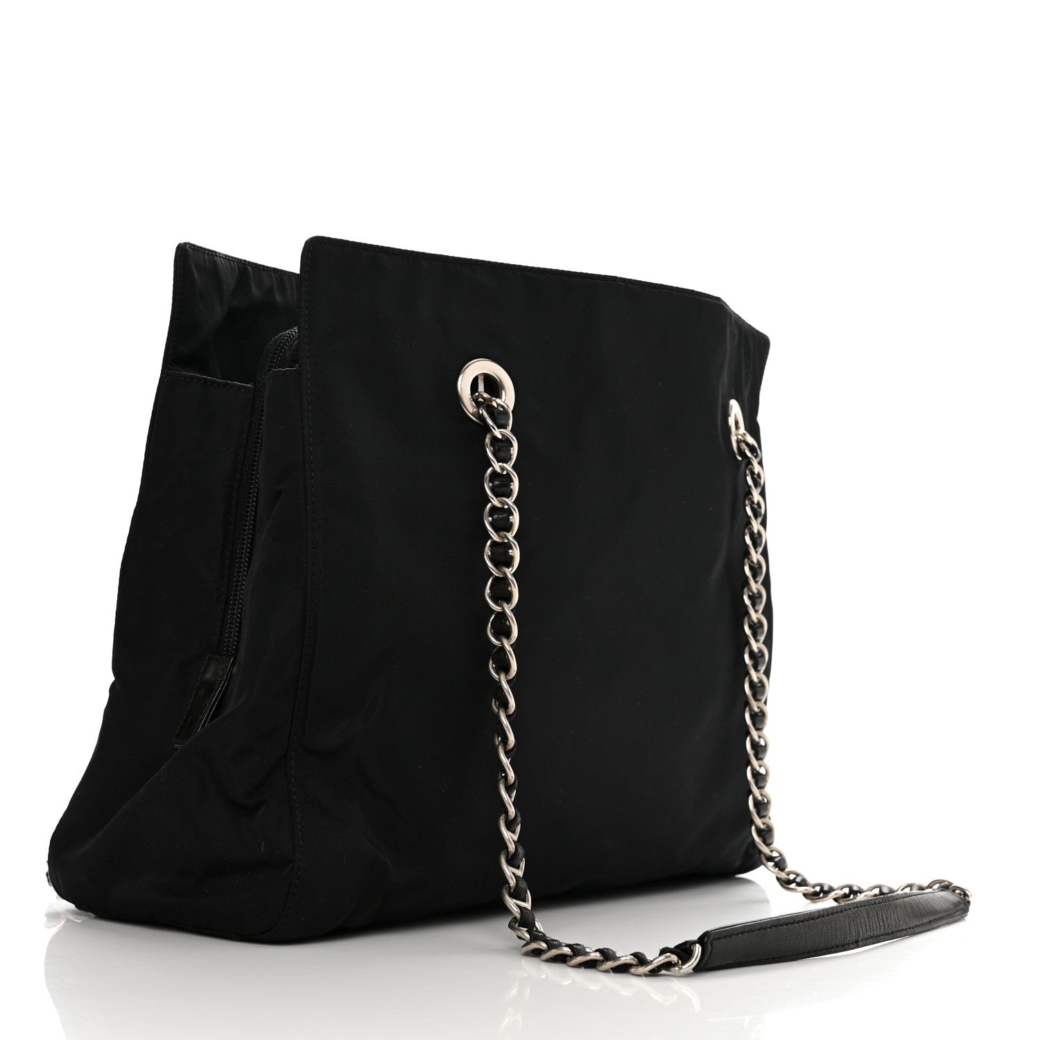 Prada Tessuto Nylon Acciaio Chain Shoulder Bag Black 2 of 11