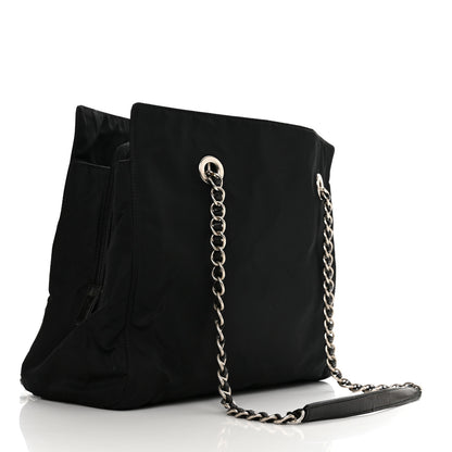 Prada Tessuto Nylon Acciaio Chain Shoulder Bag Black 2 of 11