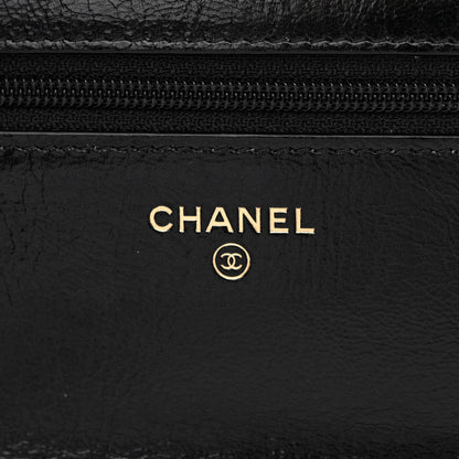 Chanel Aged Glazed Calfskin Stitched Golden Class CC Wallet on Chain WOC Black 6 of 13