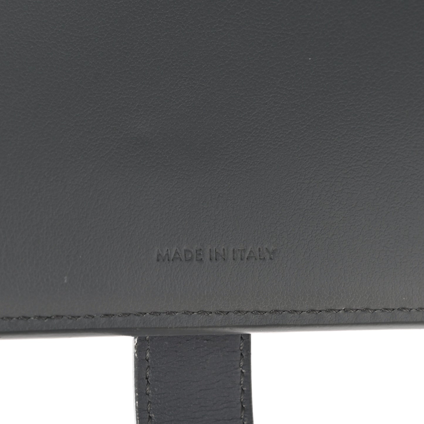 Grained Calfskin Large Multifunction Strap Wallet Grey