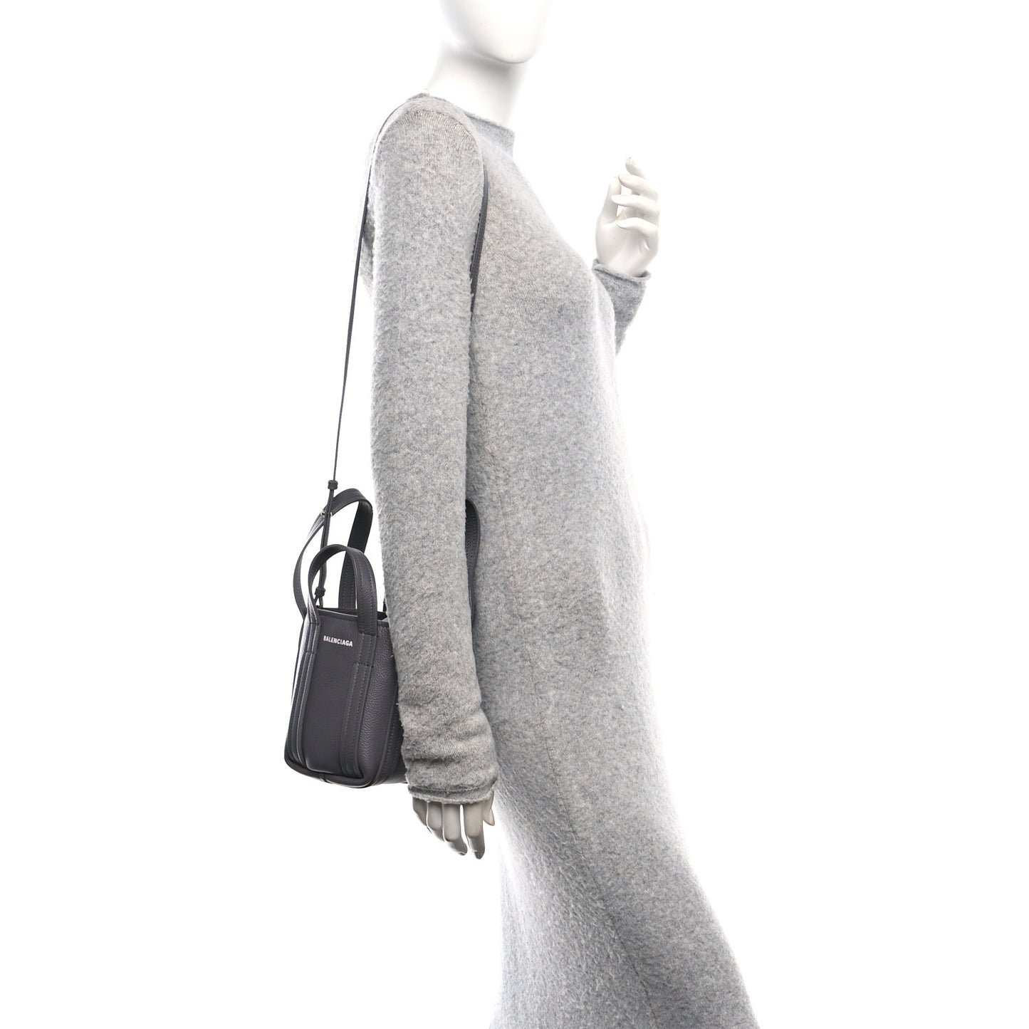 Grained Calfskin Mini 2.0 Everyday North South Shoulder Tote Bag Mink Grey