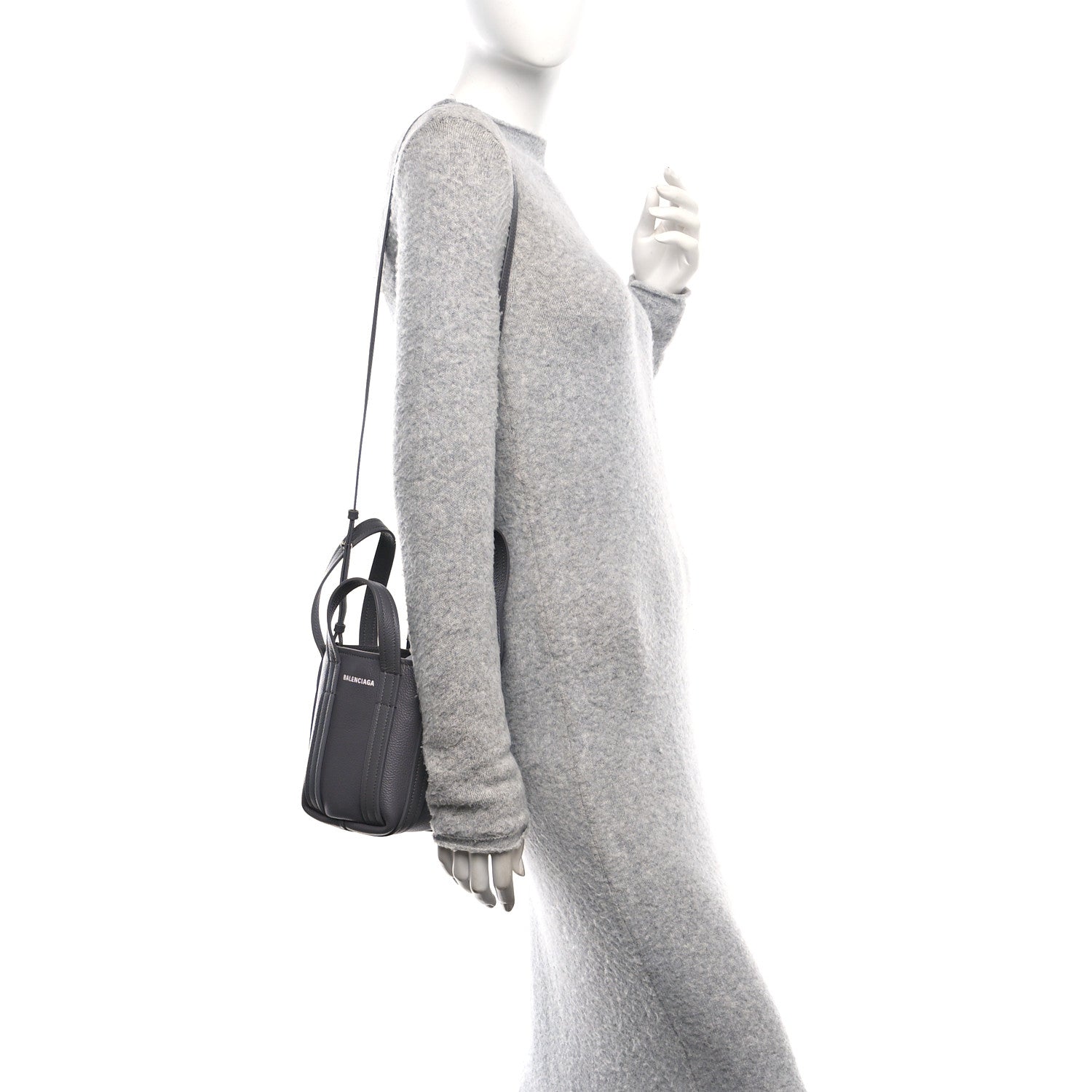 Balenciaga Grained Calfskin Mini 2.0 Everyday North South Shoulder Tote Bag Mink Grey 2 of 10