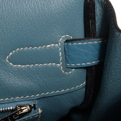 Hermes Taurillon Clemence Birkin 30 Blue Jean 19 of 21
