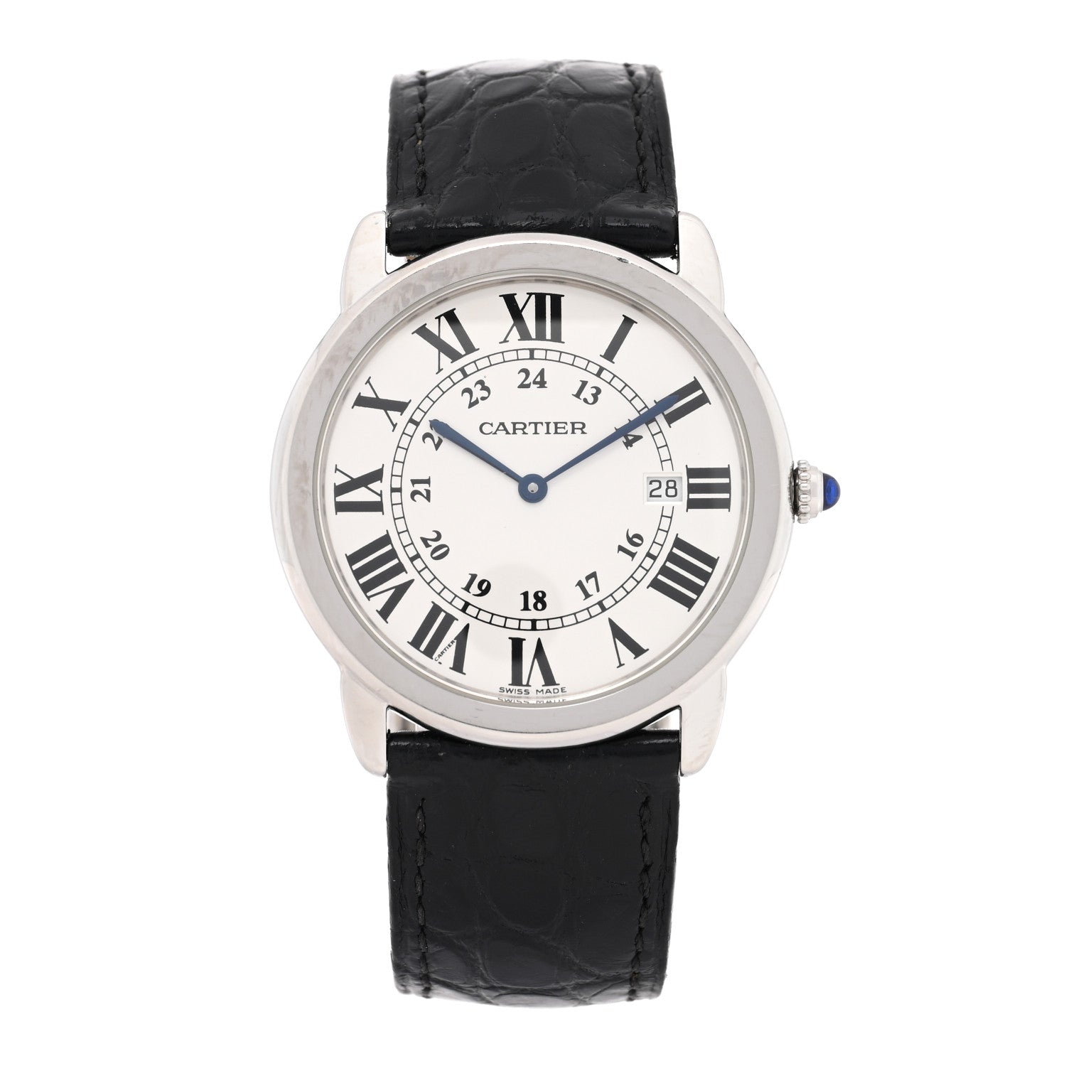 Cartier Stainless Steel Alligator 36mm Ronde Solo Quartz Watch 1 of 5