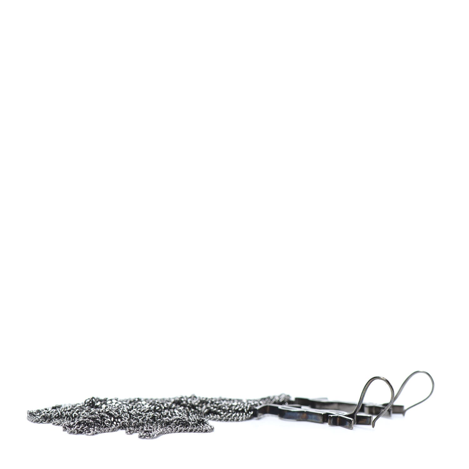 Saint Laurent Brass Monogram Chain Earrings 3 of 4