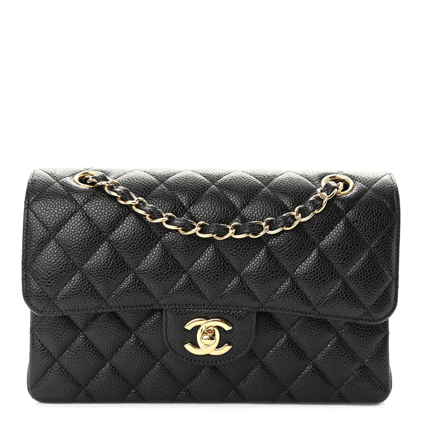 Caviar Quilted Small Double Flap Black