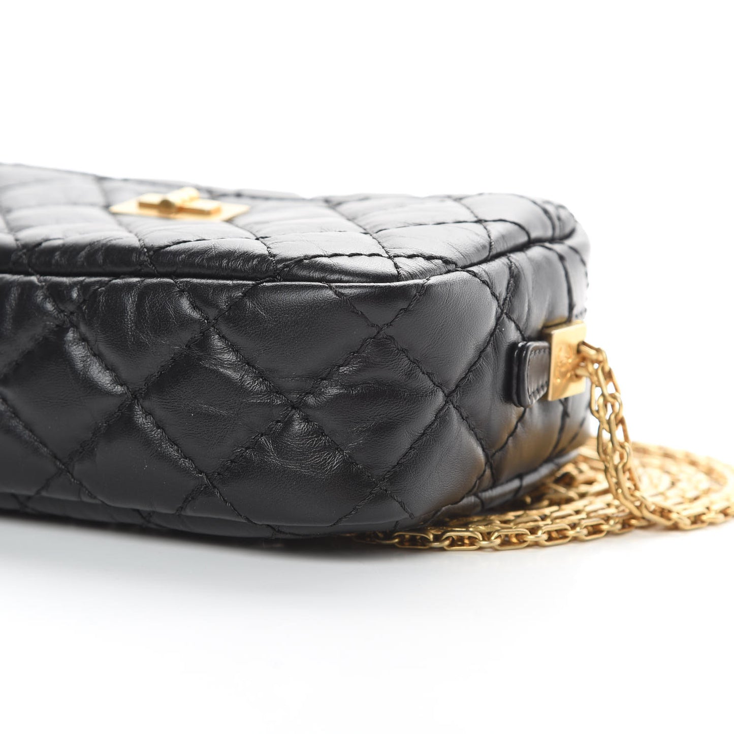 Aged Calfskin Quilted Mini Reissue Camera Case Black