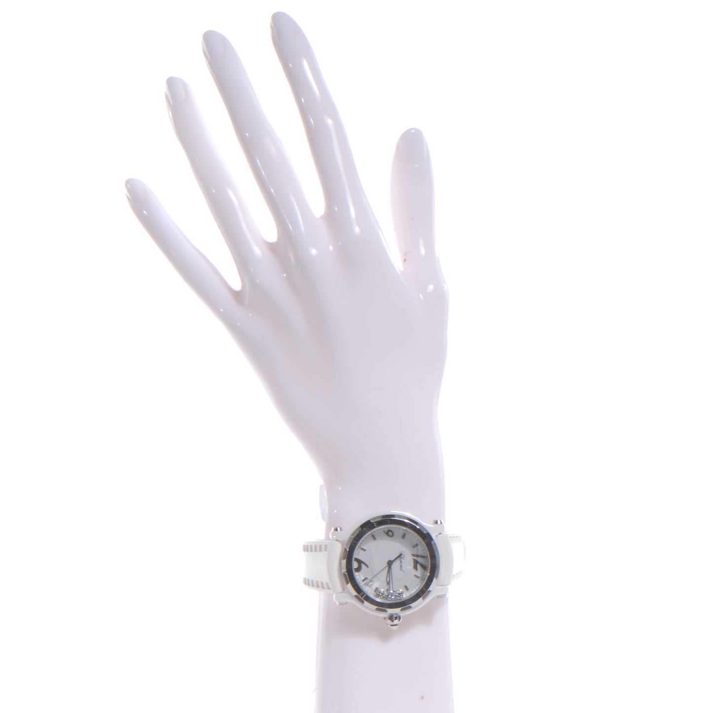 Stainless Steel Ceramic Rubber 3 Diamond 36mm Happy Sport Quartz Watch