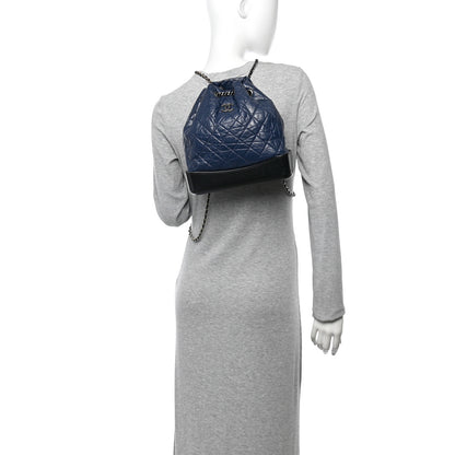 Chanel Aged Calfskin Quilted Gabrielle Backpack Navy Black 2 of 15
