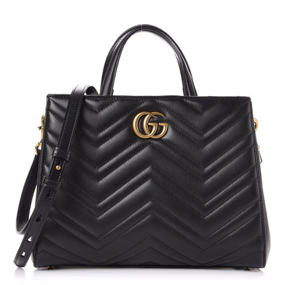 Gucci Calfskin Matelasse Small GG Marmont Tote Black 1 of 8