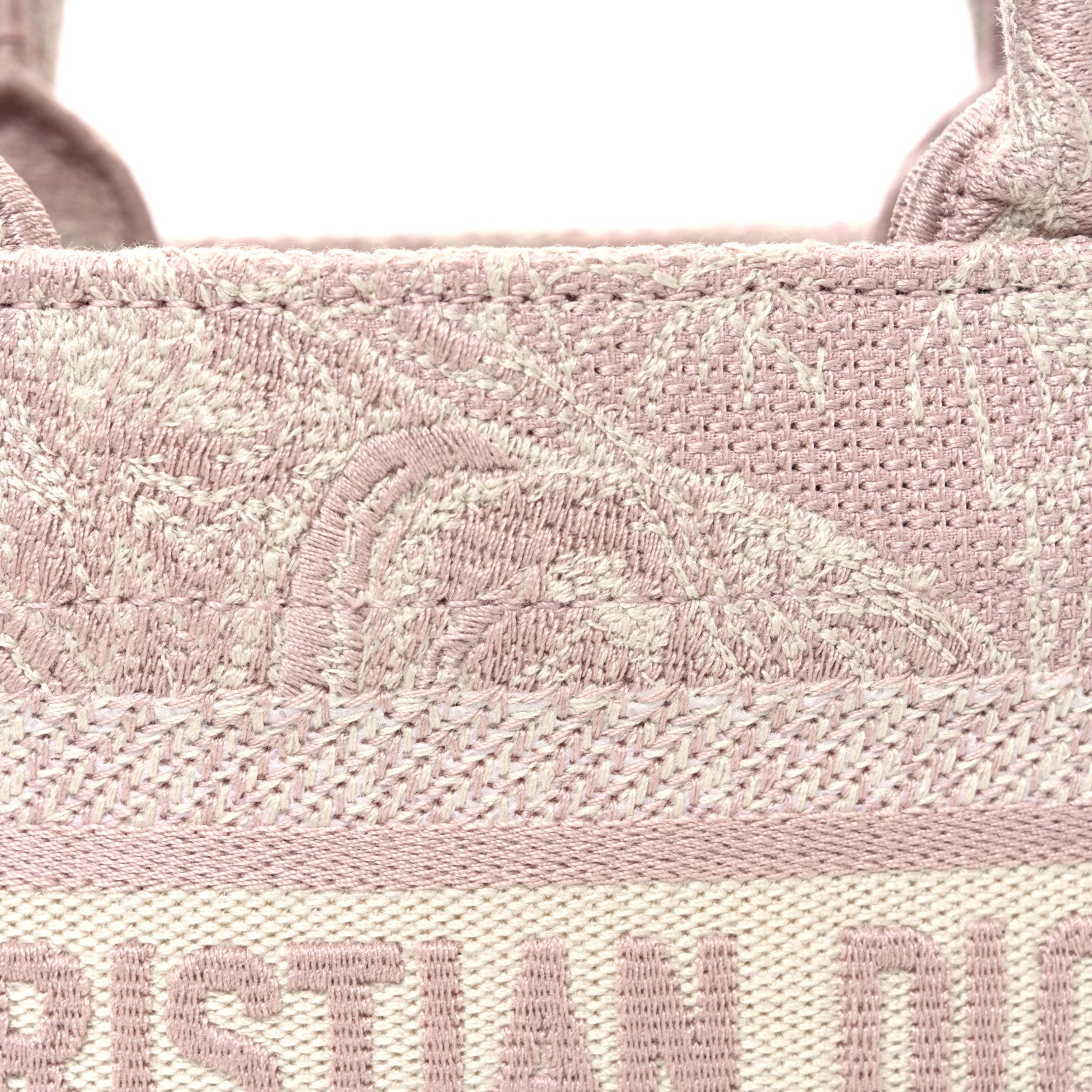 Christian Dior Canvas Embroidered Toile De Jouy Reverse Mini Book Tote With Strap Rose Multicolor 8 of 11