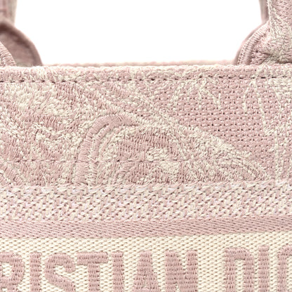 Christian Dior Canvas Embroidered Toile De Jouy Reverse Mini Book Tote With Strap Rose Multicolor 8 of 11