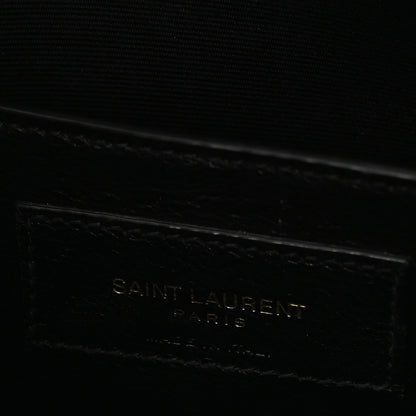 Saint Laurent Shiny Calfskin Crocodile Embossed Small Manhattan Baguette Black 6 of 10