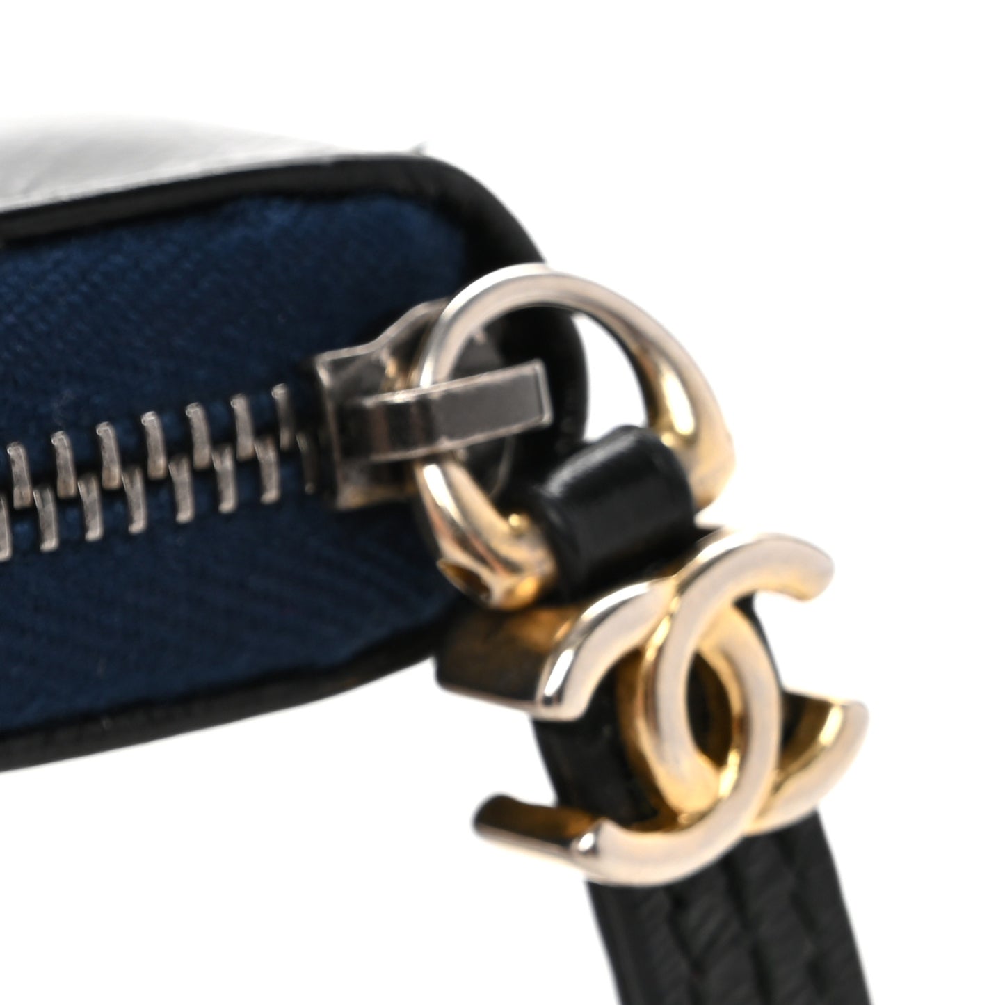 Aged Calfskin Quilted Small Gabrielle Zip Around Wallet Blue Black