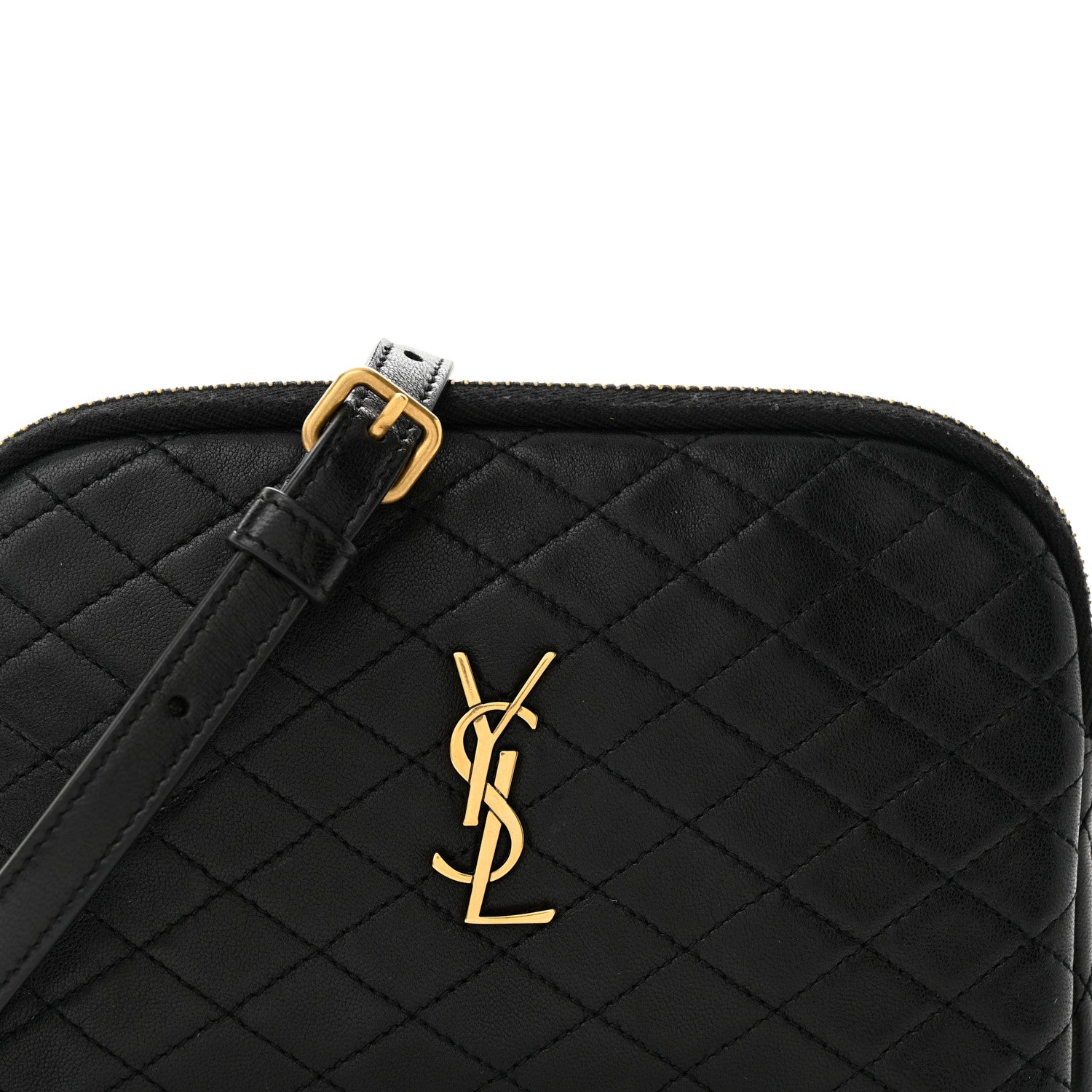Saint Laurent SAINT LAURENT Lambskin Quilted Gaby Zipped Pouch Black 8 of 11