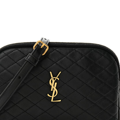Saint Laurent SAINT LAURENT Lambskin Quilted Gaby Zipped Pouch Black 8 of 11