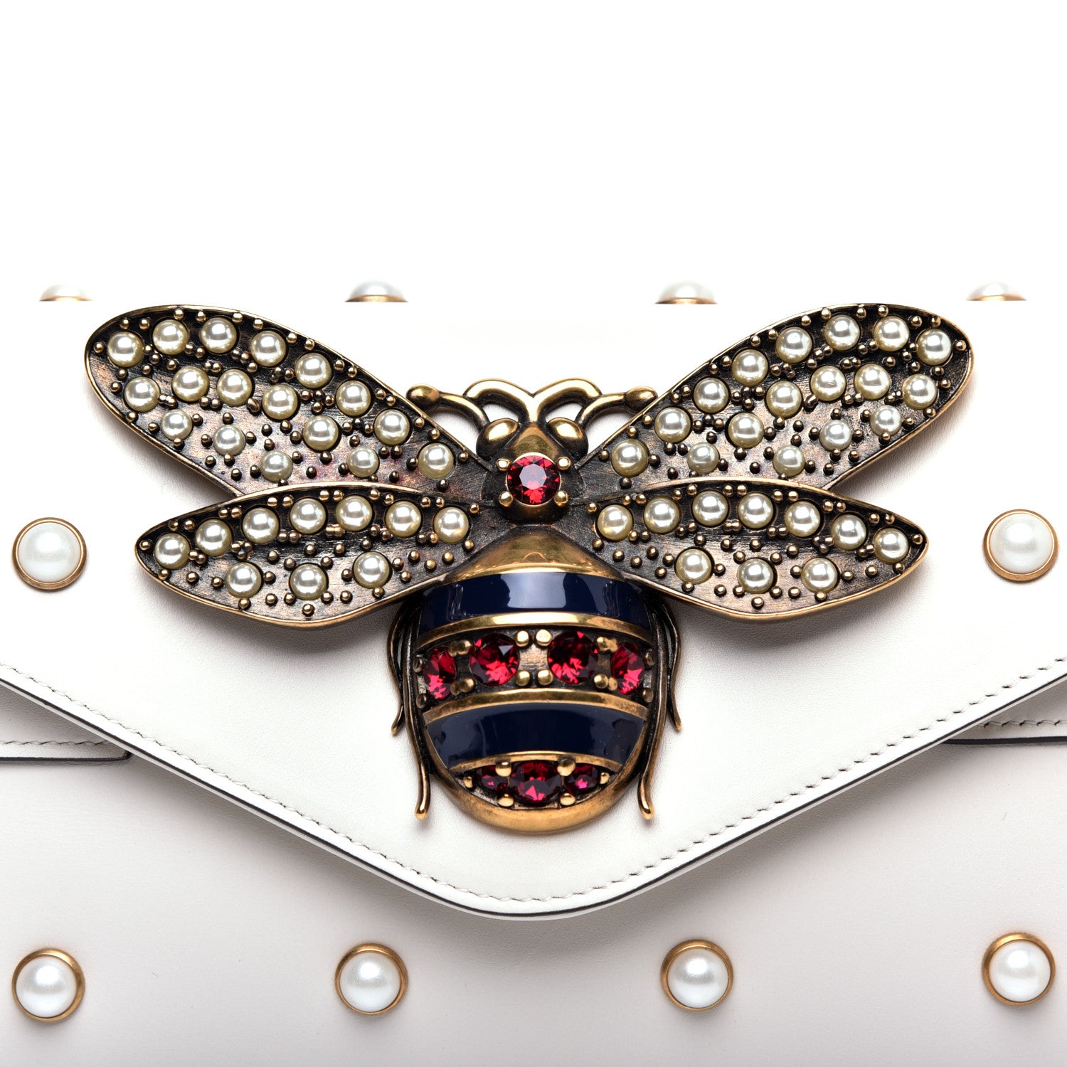 Gucci Nappa Pearl Studded Mini Queen Margaret Broadway Shoulder Bag Mystic White 11 of 11