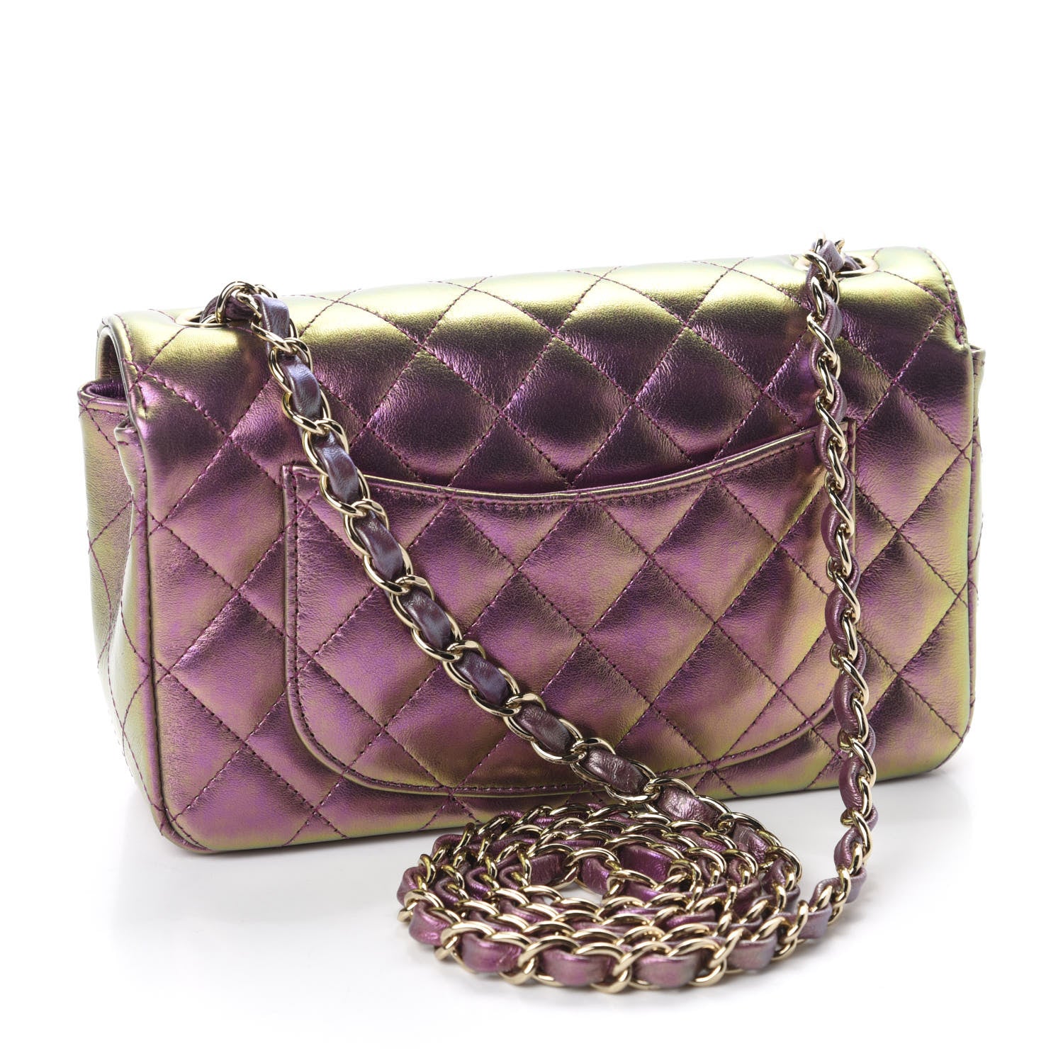 Chanel Iridescent Lambskin Quilted Mini Rectangular Flap Purple 3 of 11