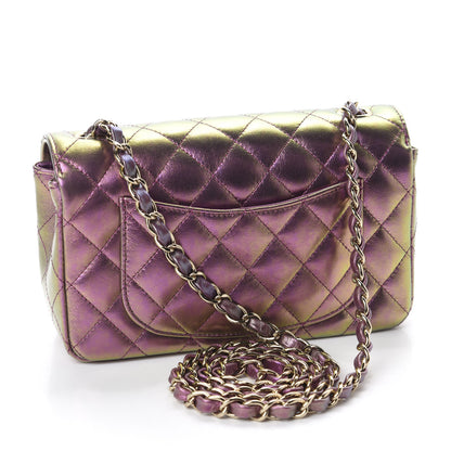 Chanel Iridescent Lambskin Quilted Mini Rectangular Flap Purple 3 of 11